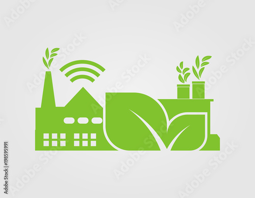 Factory ecology,Industry icon,Clean energy with eco-friendly concept ideas.vector illustration