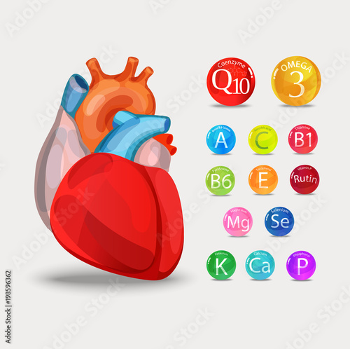 Healthy heart. Vitamins and minerals.