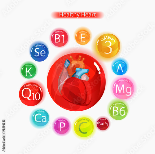Healthy heart. Vitamins and minerals.