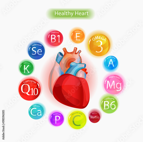 Healthy heart. Vitamins and minerals.
