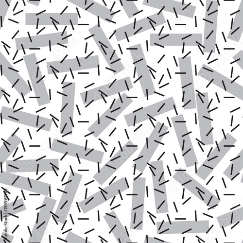 DOUPLE LINES MEMPHIS STYLE SEAMLESS PATTERN. GEOMETRIC ELEMENTS 80S AND 90S DESIGN TEXTURE ON WHITE BACKGROUND.