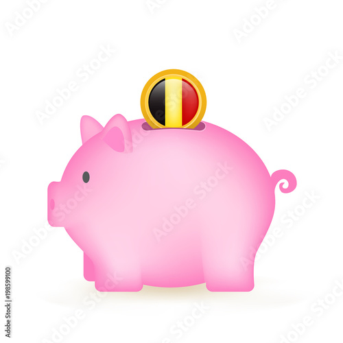 Belgium Flag Coin Piggy Bank Savings