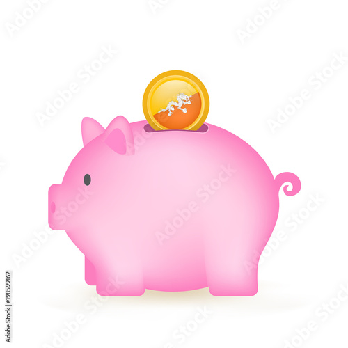 Bhutan Flag Coin Piggy Bank Savings