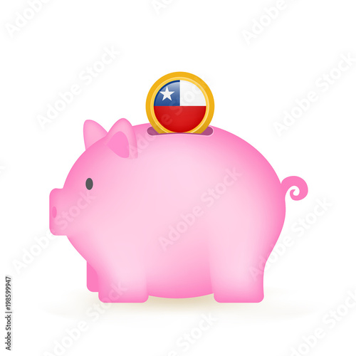 Chile Flag Coin Piggy Bank Savings