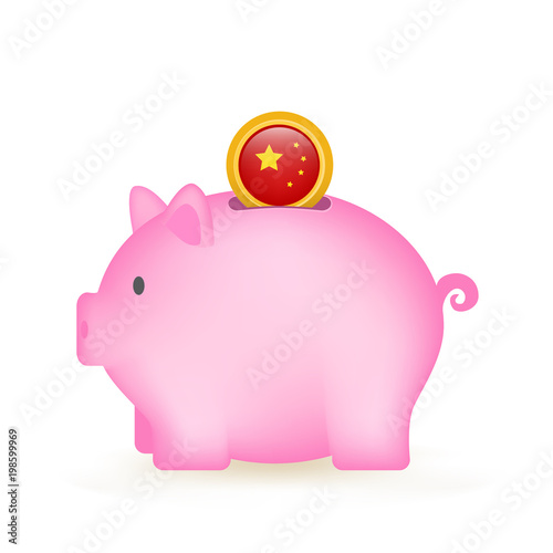 China Flag Coin Piggy Bank Savings