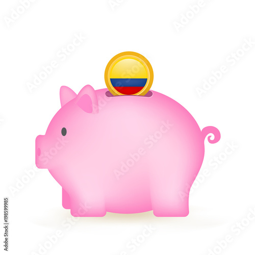 Colombia Flag Coin Piggy Bank Savings