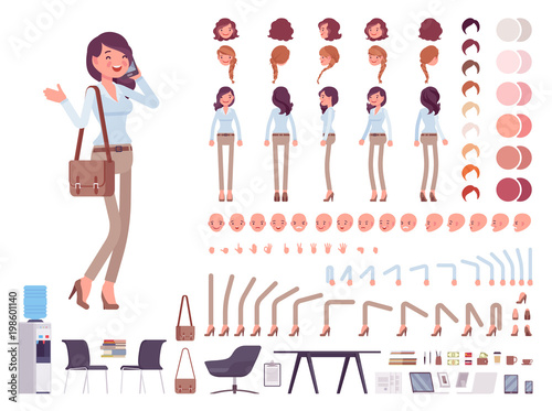 Smart casual woman character creation set