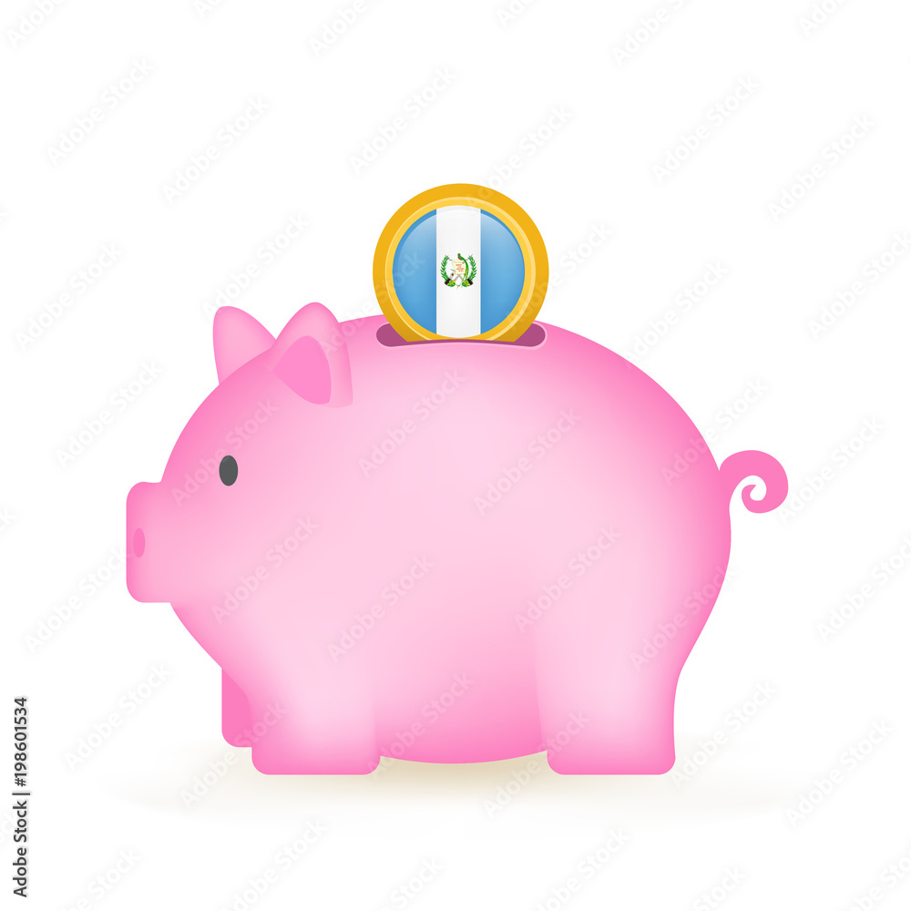 Obraz premium Guatemala Flag Coin Piggy Bank Savings