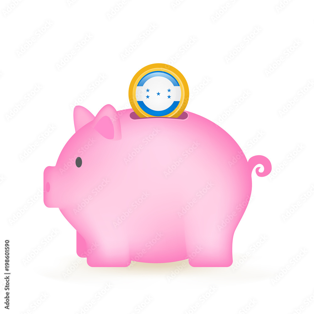Fototapeta premium Honduras Flag Coin Piggy Bank Savings