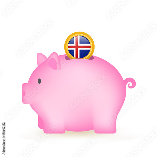 Iceland Flag Coin Piggy Bank Savings