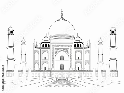 illustration of an taj mahal , vector draw