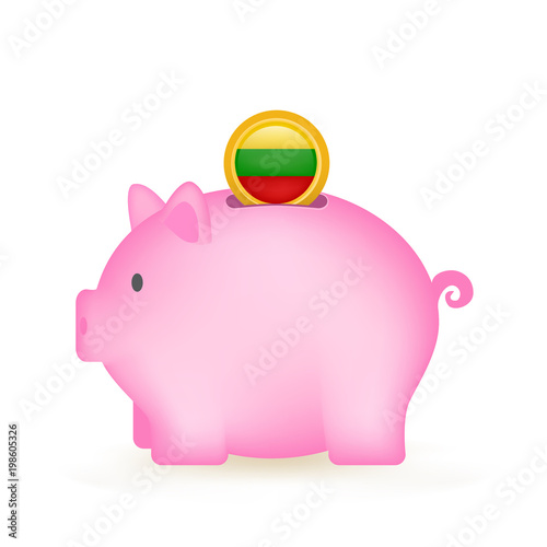 Lithuania Flag Coin Piggy Bank Savings