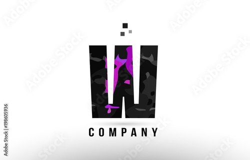 purple black alphabet letter w logo design