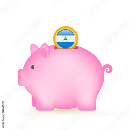 Nicaragua Flag Coin Piggy Bank Savings
