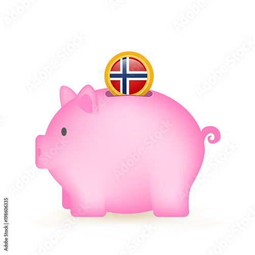 Norway Flag Coin Piggy Bank Savings