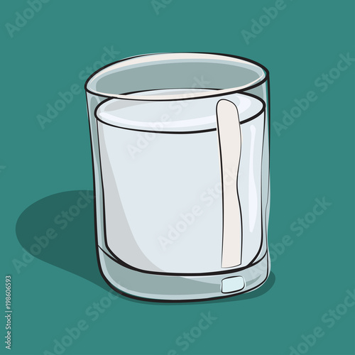 Glass of milk isolated on background. Traditional drink for breakfast. Vector cartoon food icon.