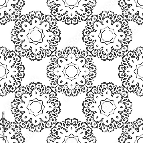 Abstract black and white seamless pattern. Hand drawn vector illustration