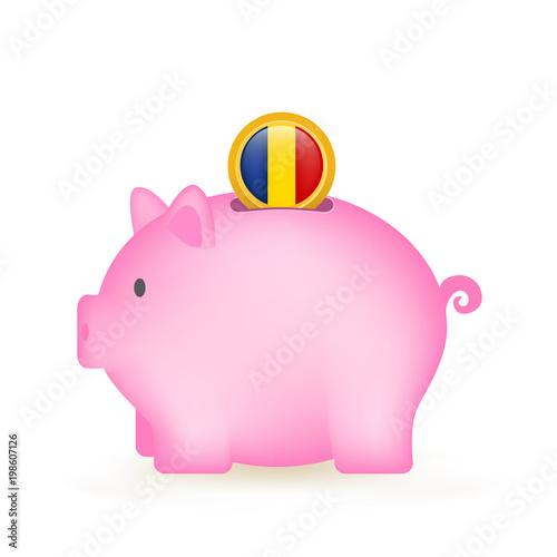 Romania Flag Coin Piggy Bank Savings