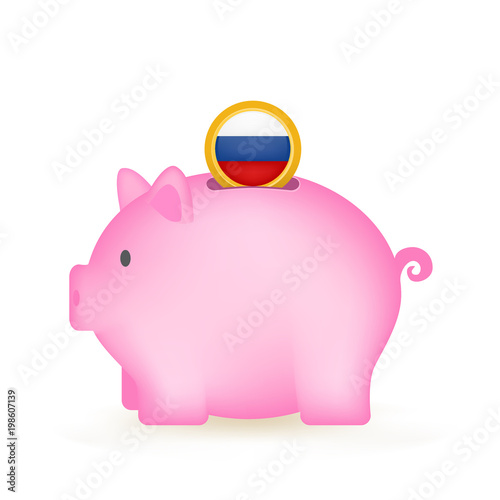 Russia Flag Coin Piggy Bank Savings
