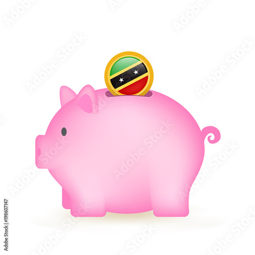 Saint Kitts And Nevis Flag Coin Piggy Bank Savings