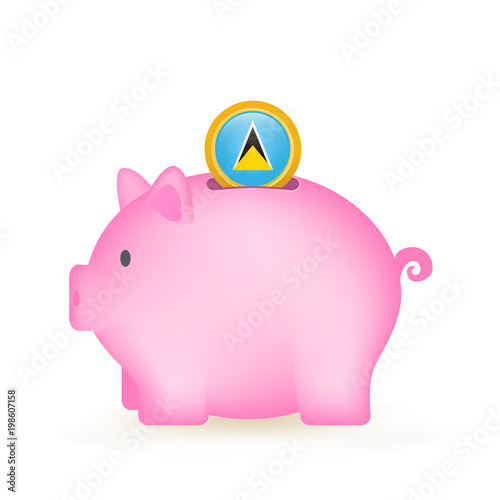 Saint Lucia Flag Coin Piggy Bank Savings