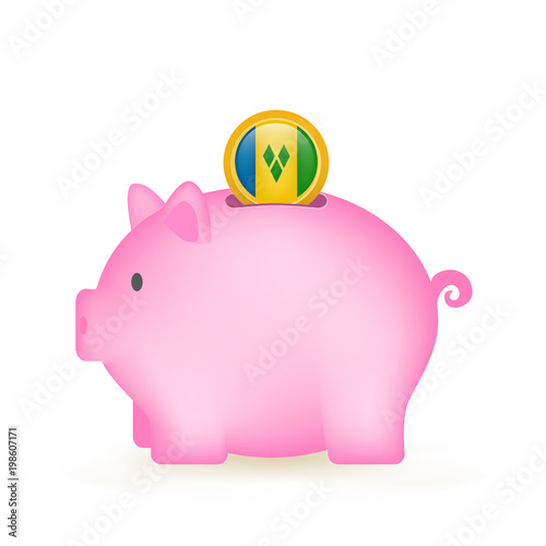 Saint Vincent And The Grenadines Flag Coin Piggy Bank Savings