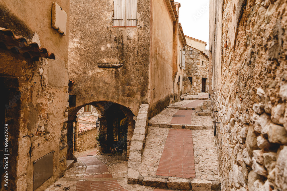 ancient grungy buildings at old town, Eze, France