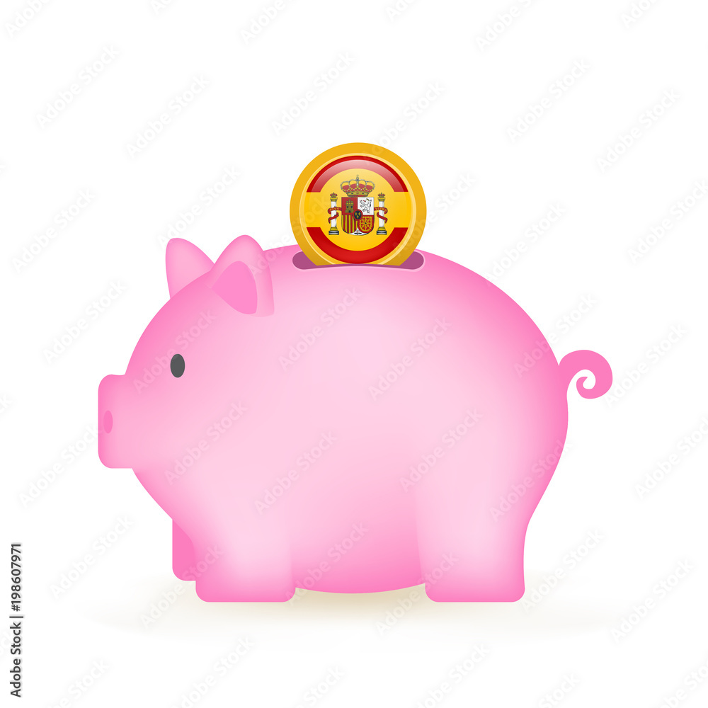 Spain Flag Coin Piggy Bank Savings Spain Flag Coin Piggy Bank Savings