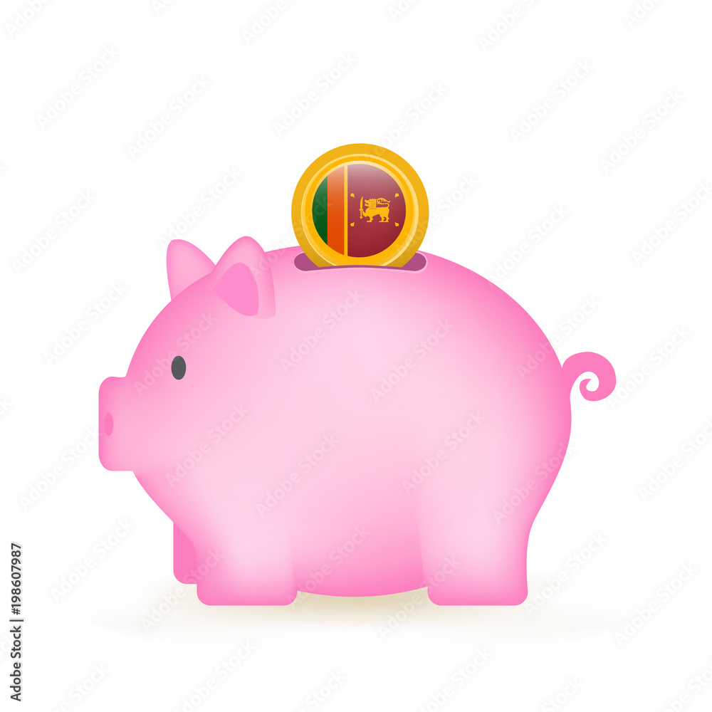 Obraz premium Sri Lanka Flag Coin Piggy Bank Savings