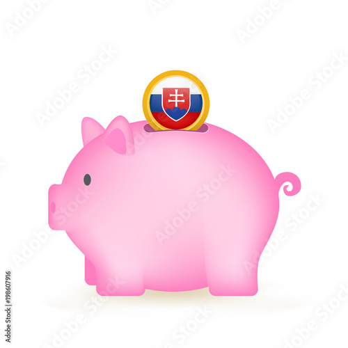 Slovakia Flag Coin Piggy Bank Savings