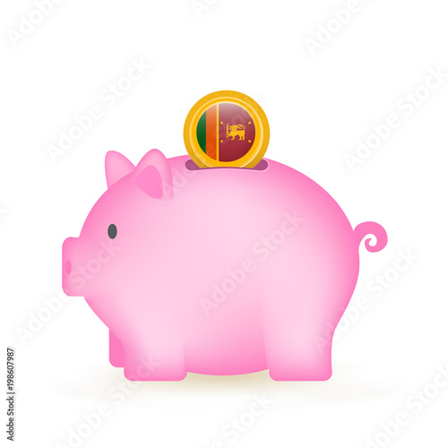 Sri Lanka Flag Coin Piggy Bank Savings