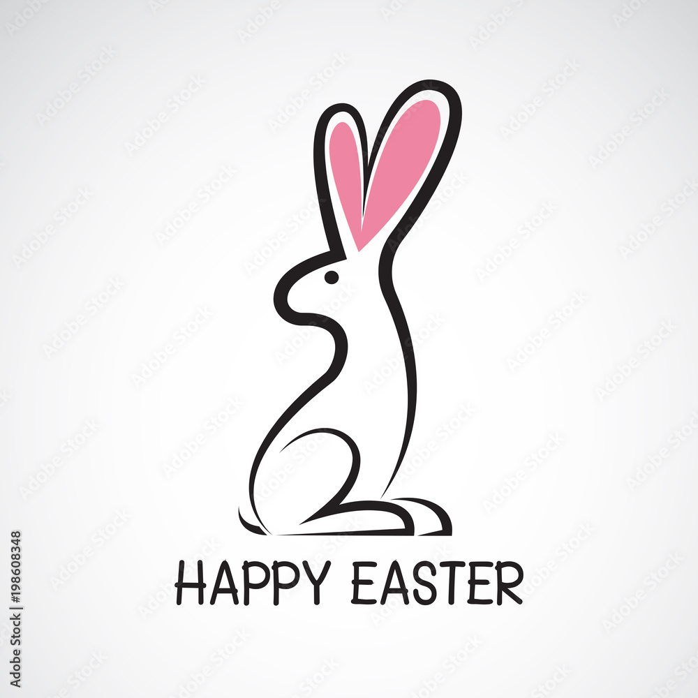 Vector of cute easter bunny vector illustration. Rabbit. Greeting card with Happy Easter writing. Isolated on white background. Easy editable layered vector illustration. Vector of cute easter bunny vector illustration. Rabbit. Greeting card with Happy Easter writing. Isolated on white background. Easy editable layered vector illustration.