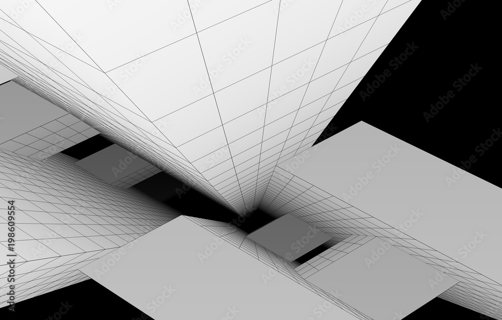 Fototapeta abstract modern architecture 3d illustration