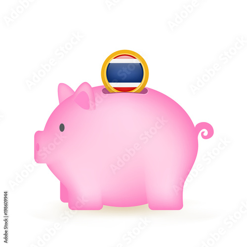 Thailand Flag Coin Piggy Bank Savings