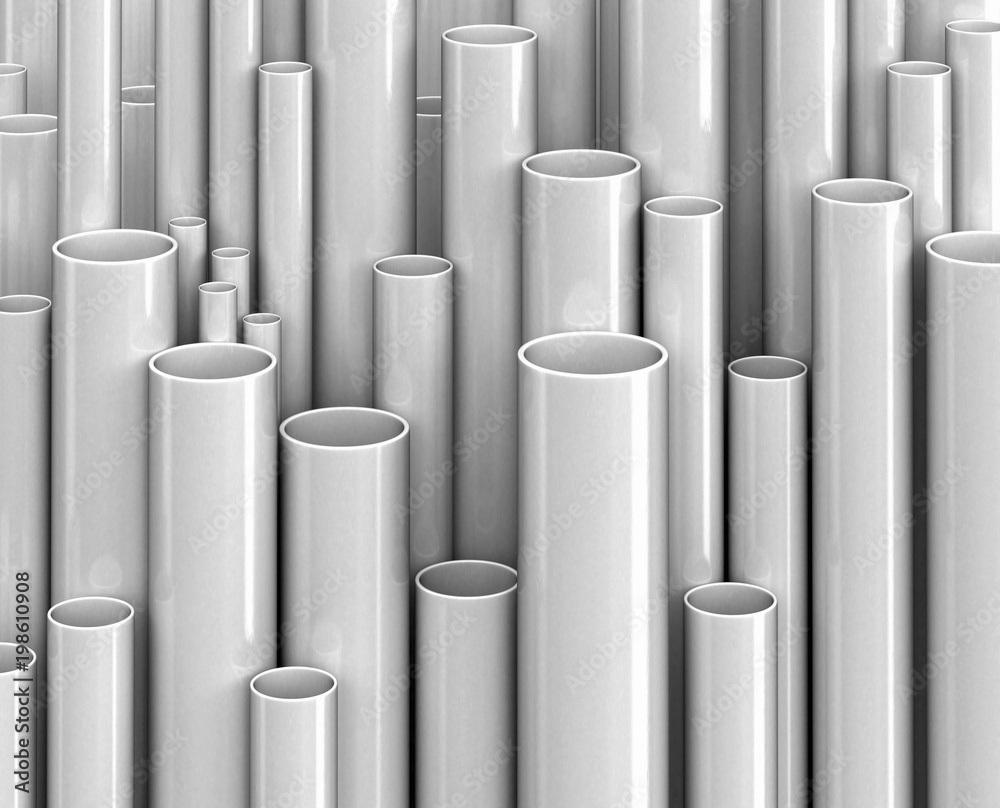 Plastic pipes of grey color