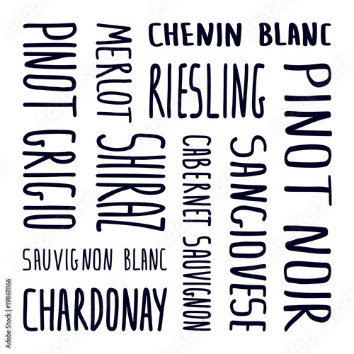 Wine festival. Variety of wines. Lettering