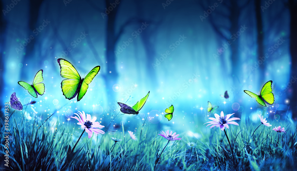 Obraz premium Wróżki Motyle W Mystic Forest