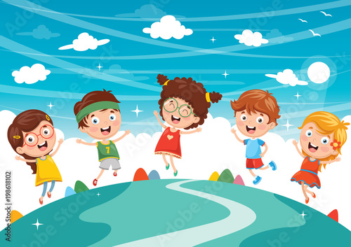 Vector Illustration Of Kids Playing