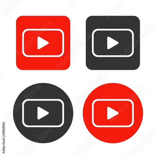 set button play logo icon flat vector