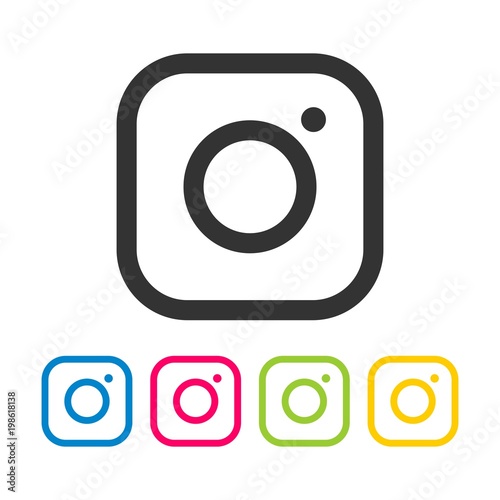 set camera logo icon line vector