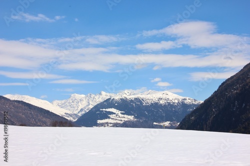 Winter alpine landscape in Val Mustair  Switzerland  Ofenpass 