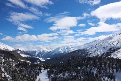 Winter alpine landscape in Val Mustair, Switzerland (Ofenpass)