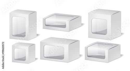set of cardboard package  on the grey background. mock up, template. stock vector