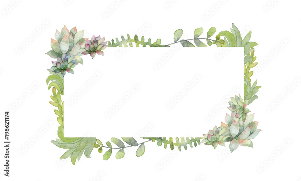 Watercolor cactus banner frame Watercolor cactus banner frame