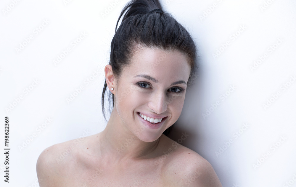close-up of a young woman with daily make-up. concept of skin care close-up of a young woman with daily make-up. concept of skin care