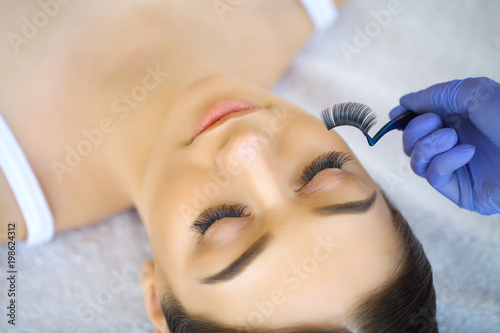 Woman Eye with Long Eyelashes. Lashes, close up, selected focus.