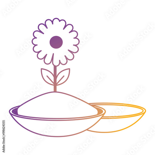 ceramic container with color powder and sunflower holy celebration