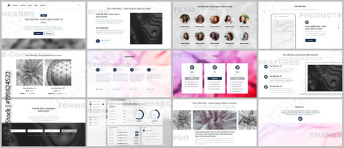 Set of vector templates for website design, minimal presentations, portfolio. Simple elements on white background. Templates for presentation slides, flyer, leaflet, brochure cover, annual report