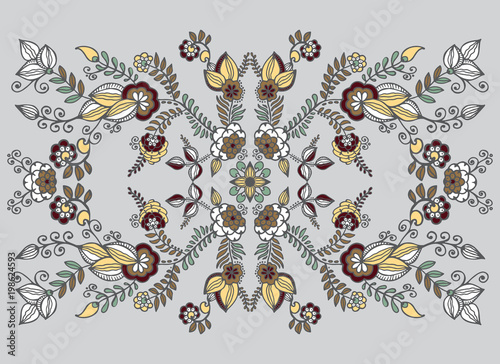 stock vector abstract  flower and leaf, doodle ornament. botanic background. template for card. banner