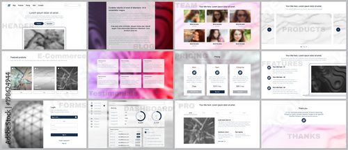 Set of vector templates for website design, minimal presentations, portfolio. Simple elements on white background. Templates for presentation slides, flyer, leaflet, brochure cover, annual report